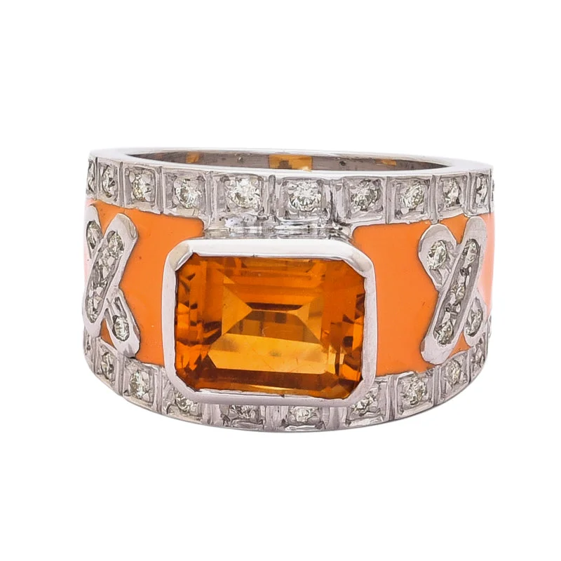 infinity wedding bands for women -Ring- Citrine and Diamond (Enamel)