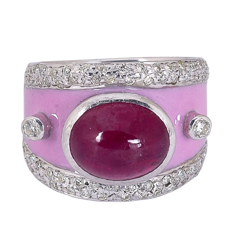 infinity rings for women -Ring- Glass Filled Ruby and Diamond (Enamel)