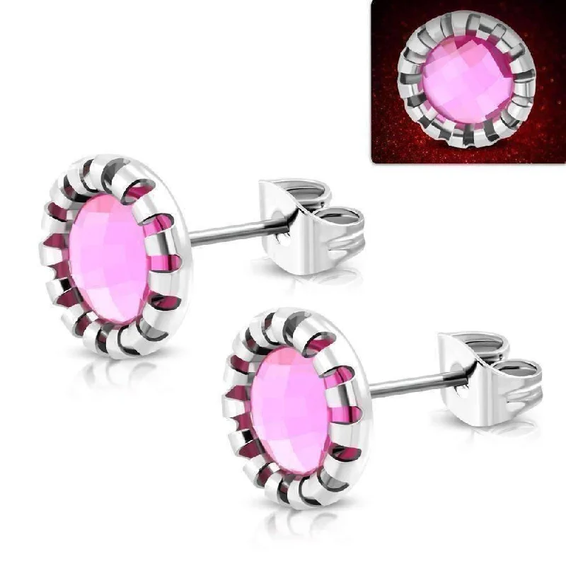 designer earrings for women -Aurora Borealis Glass Crystal Button 9mm Stud 316 Stainless Steel Hypoallergenic Earrings for Women Everyday Wear Special Occasion