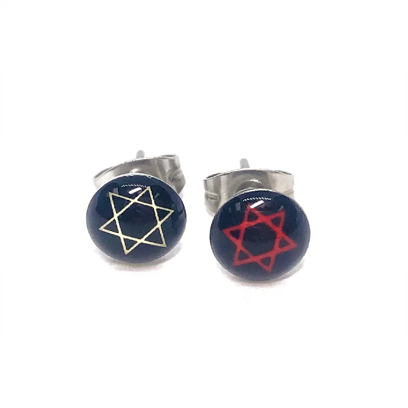 pearl earrings for women -Small Star Of David Stainless Steel Studs