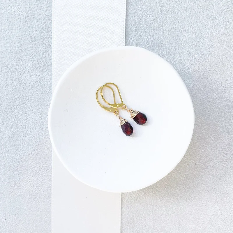 modern earrings for women -Poppy Garnet Earrings