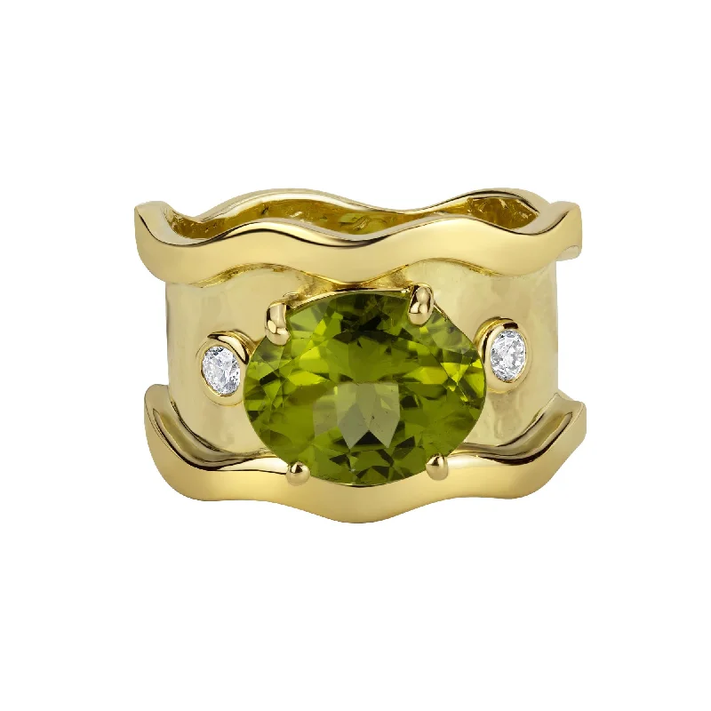 custom diamond rings for women -Ring - Peridot And Diamond