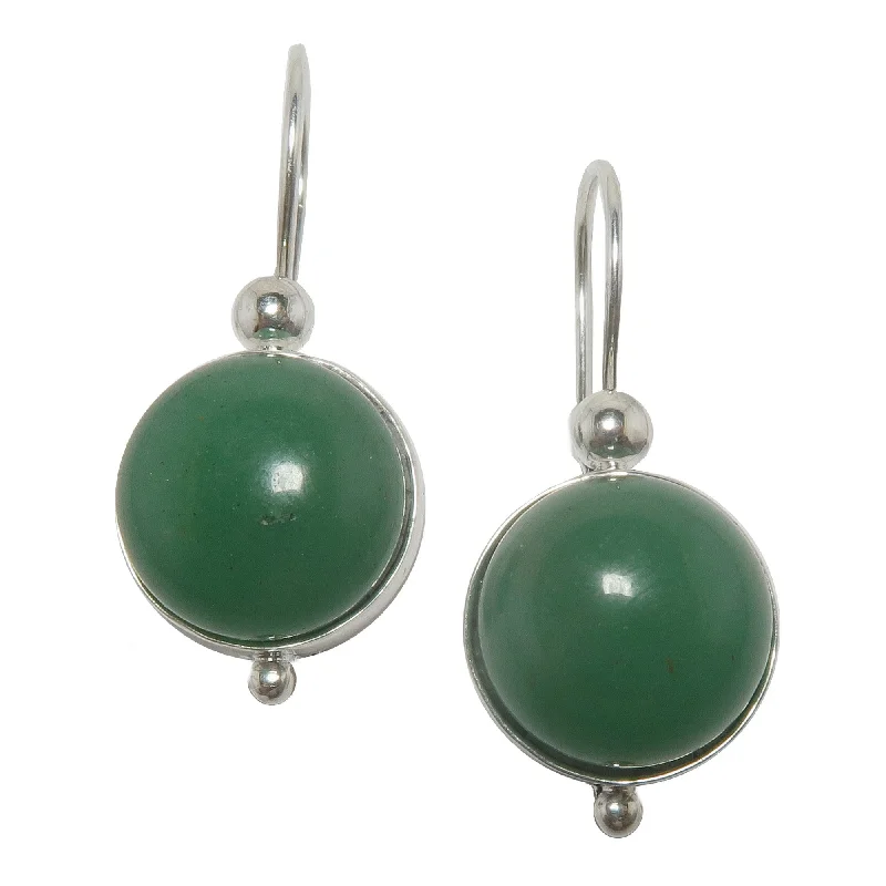 unique hoop earrings for women -Green Aventurine Earrings Lucky Coins Sterling Silver