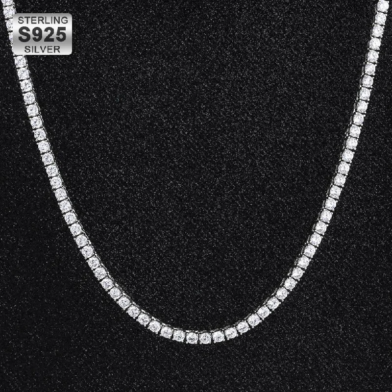 choker necklaces for women -THE ICY SUMMER® - 4mm 925 Sterling Silver Tennis Chain Necklace