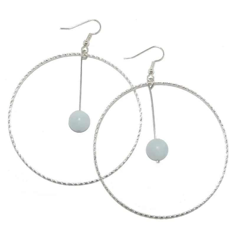 minimalist earrings for women -Blue Calcite Earrings Heavenly Hoops of Silver