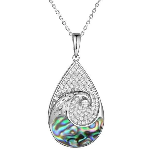 infinity necklaces for women -Sterling Silver Mother of Pearl Nalu Teardrop Pendant by Alamea