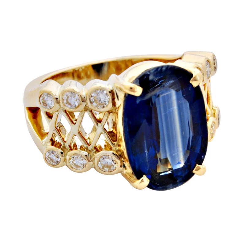 solitaire rings for women -Ring- Kyanite And Diamond