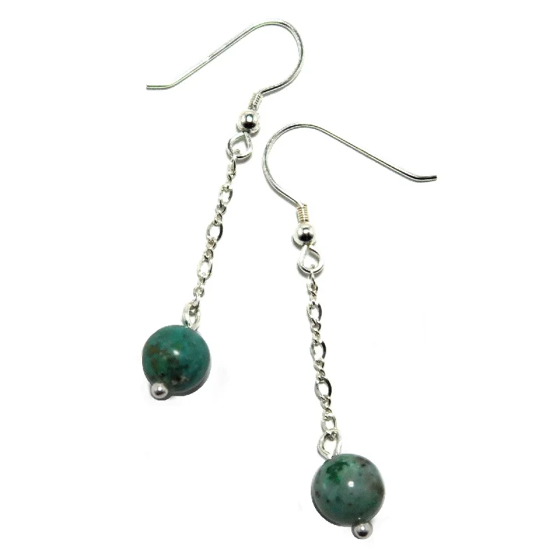 small hoop earrings for women -Chrysocolla Earrings Earth Awareness Gem Sterling Silver