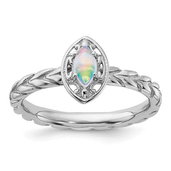 gold chain necklaces for women -Sterling Silver Stackable Expressions Created Opal Marquise Ring