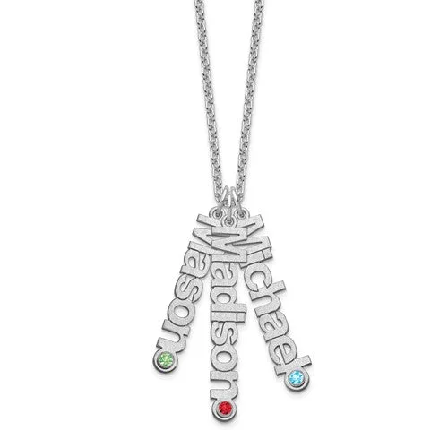 wedding necklaces for women -Multiple Name Charm Pendant with Crystal Birthstones Necklace