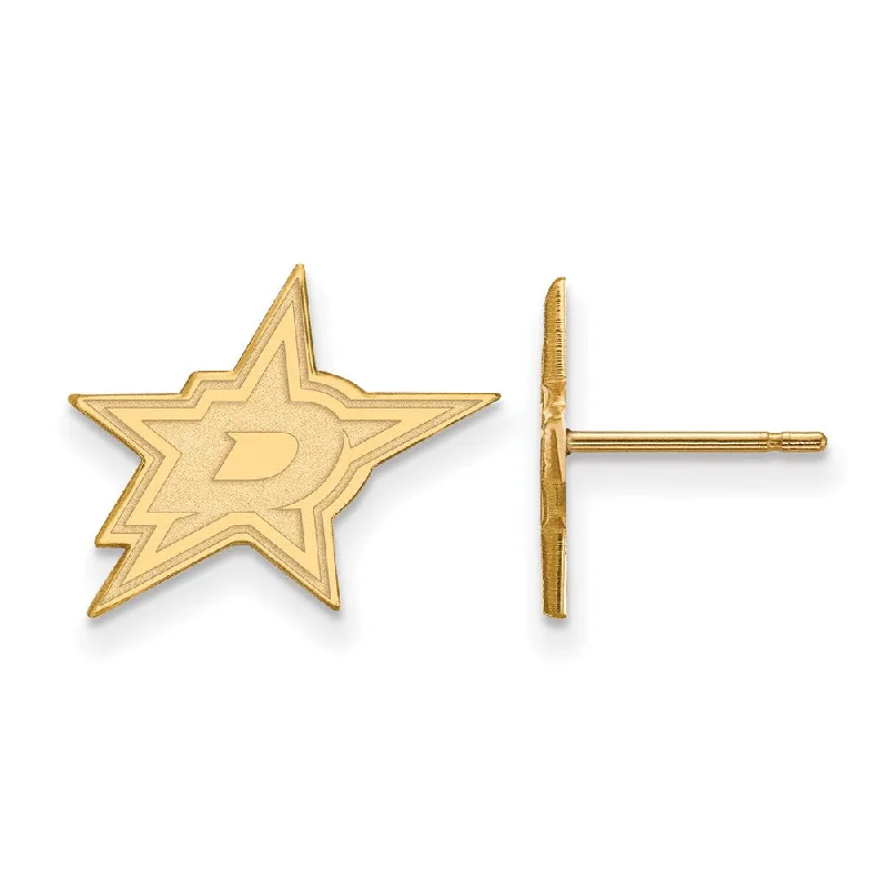 romantic pearl earrings for women -10k Yellow Gold NHL Dallas Stars Small Post Earrings