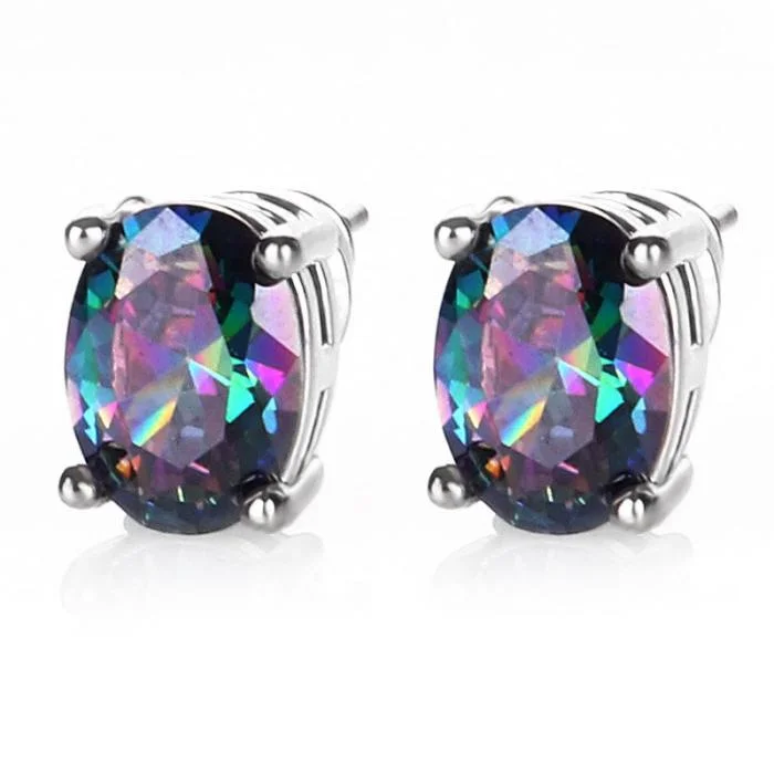 wedding diamond earrings for women -Mystique Simulated Topaz Solitaire Stud Earrings