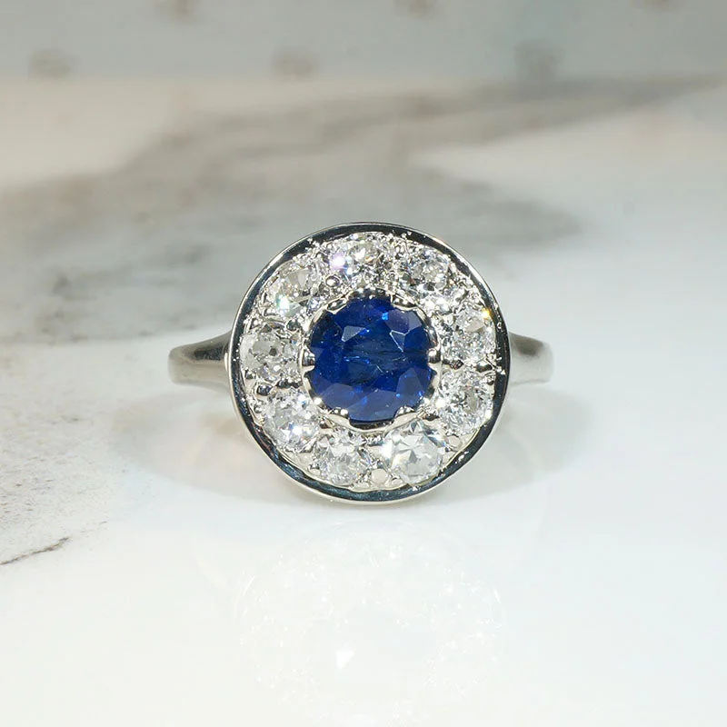 minimalist rings for women -Smart Sapphire & Old Mine Cut Diamond Target Ring