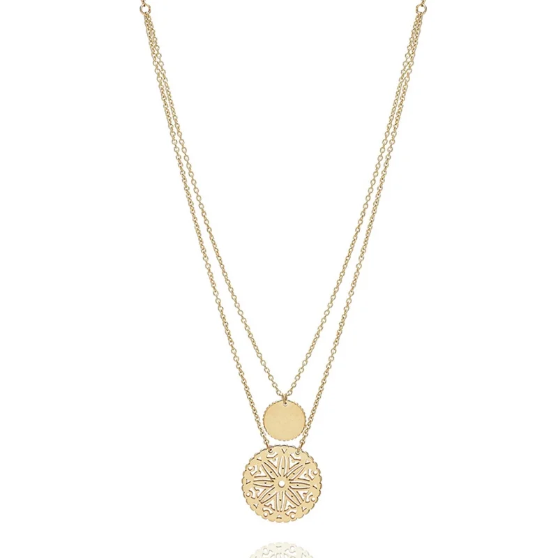 vintage necklaces for women -Double Wrap Disc & Medallion Necklace