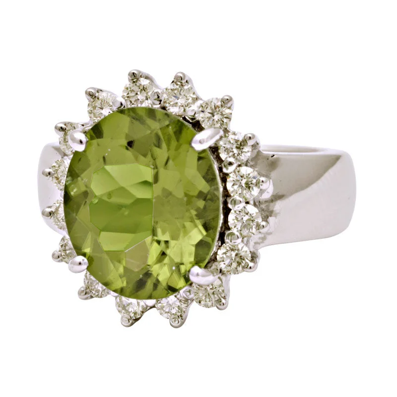 wedding bands for women -Ring-Peridot and Diamond