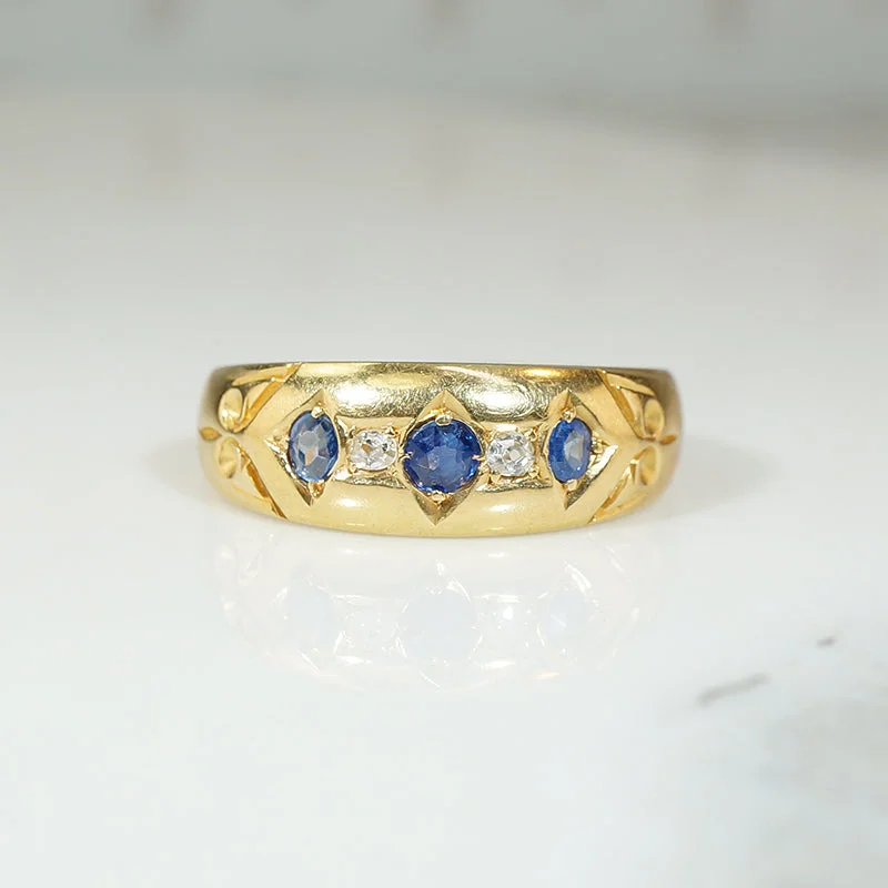 luxury wedding rings for women -Endearing Edwardian Sapphire & Diamond 18ct Band