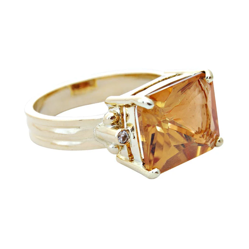 vintage wedding rings for women -Ring-Citrine and Diamond