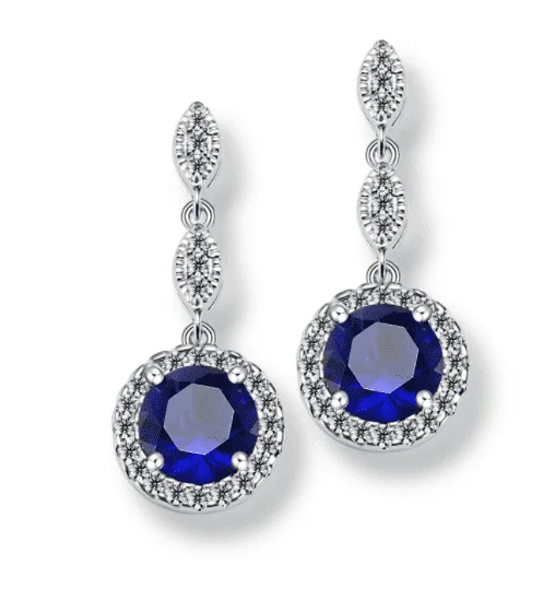 dangling gemstone earrings for women -Pavé Triple Drop CZ Halo Earrings