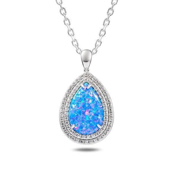 stunning necklaces for women -Sterling Silver Opal Levels Teardrop Pendant Necklace by Alamea