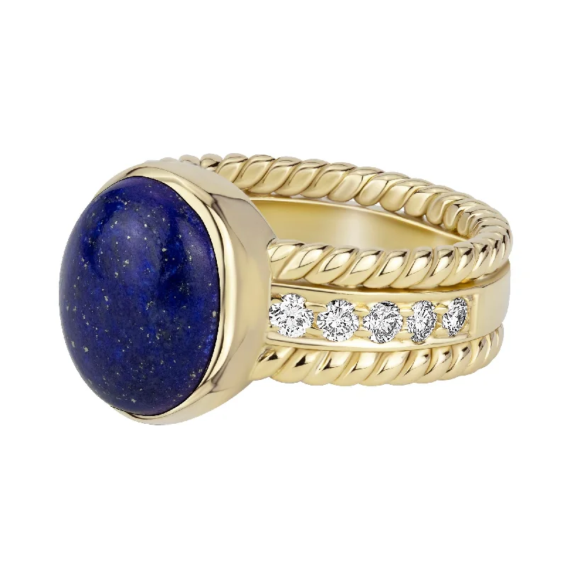 unique wedding rings for women -Ring - Lapis Lazulli And Diamond