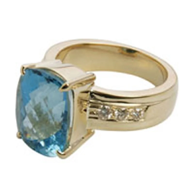 luxury wedding rings for women -Ring- Blue Topaz And Diamond