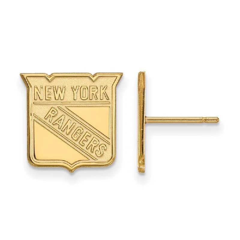 multi-layer earrings for women -10k Yellow Gold NHL New York Rangers Small Post Earrings