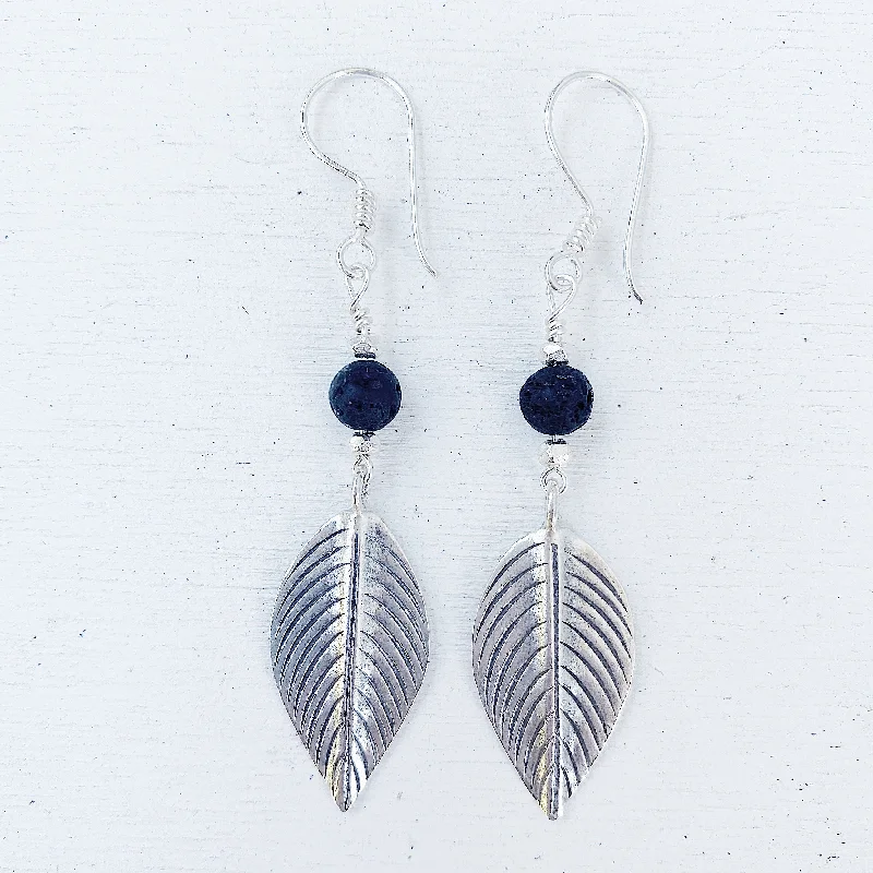 designer earrings for women -LAVA STONE LEAF  EARRINGS