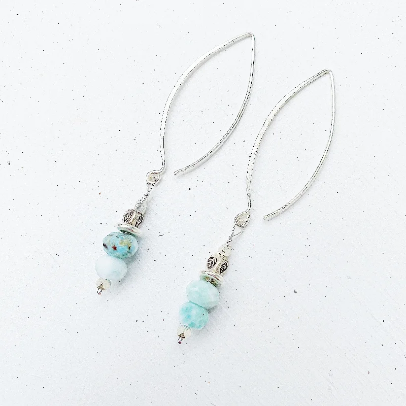 boho earrings for women -FLOATING LARIMAR EARRINGS