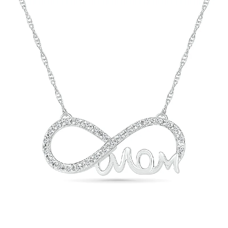 bridesmaid necklaces for women -.10ctw Diamond "Mom" Infinity Necklace