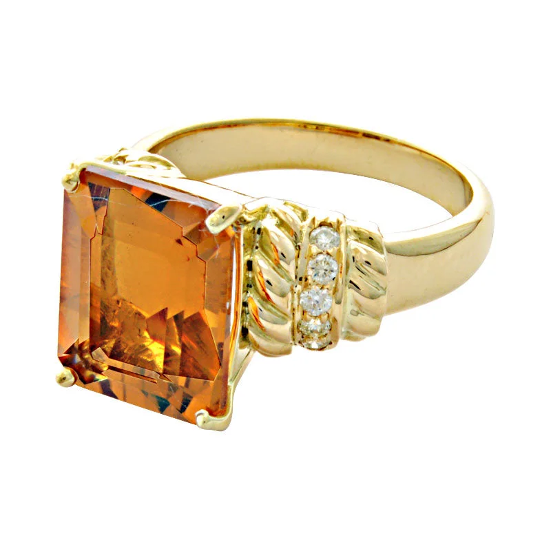 unique rings for women -Ring-Citrine and Diamond