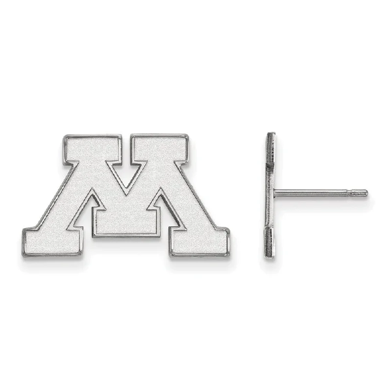 fashion hoop earrings for women -10k White Gold University of Minnesota Small Post Earrings