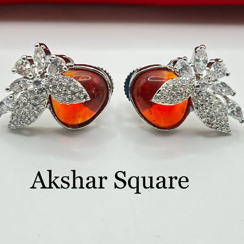 crystal earrings for women -Silver CZ Stud Earrings