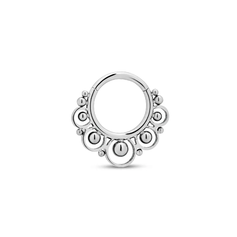 round-cut rings for women -Trident 13 Beaded Cluster Lace Hinged Ring