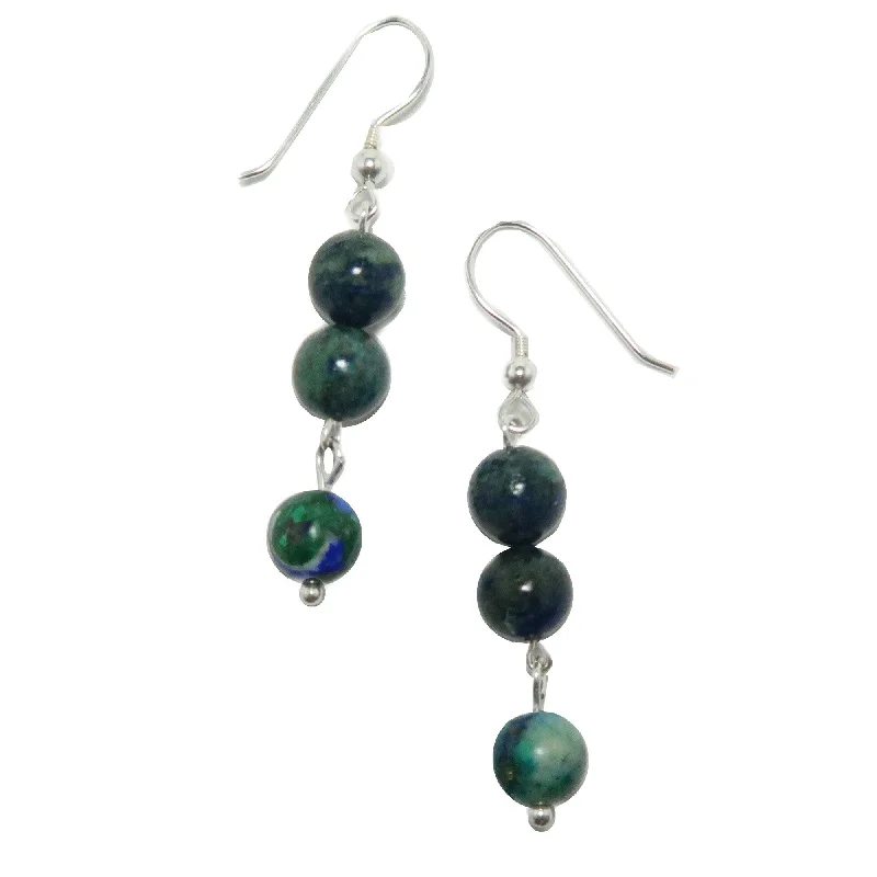 elegant pearl earrings for women -Azurite Earrings Malachite Wonder World Sterling Silver