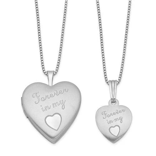 personalized necklaces for women -Sterling Silver 'Forever In My Heart' Mother & Daughter Locket Set