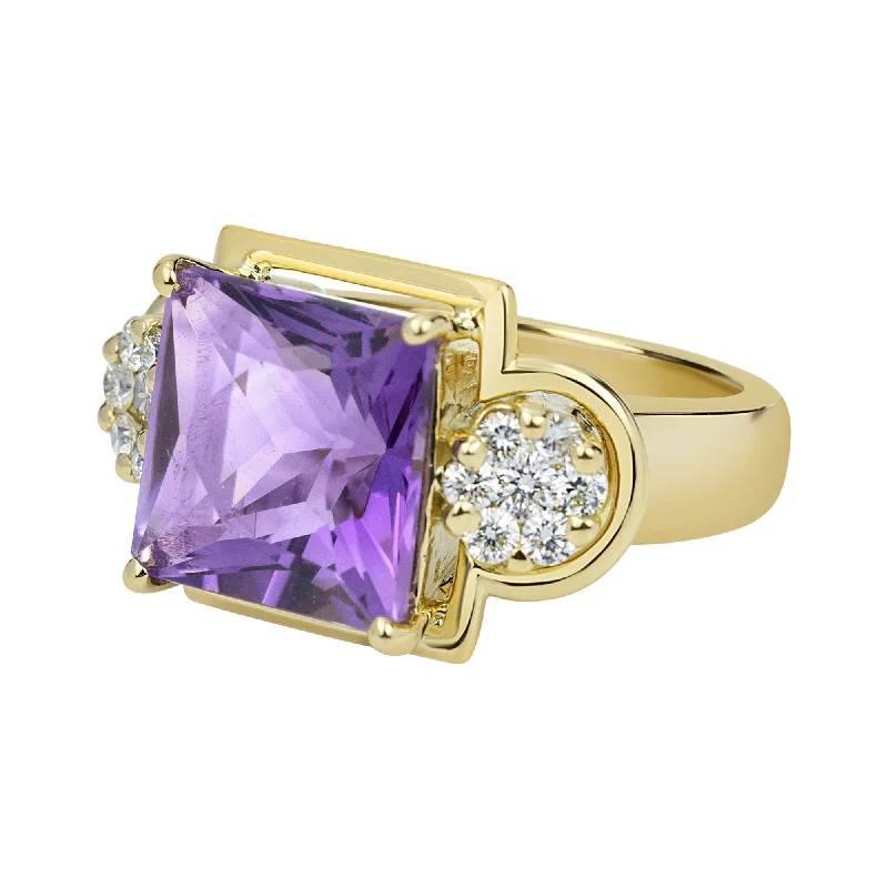 designer rings for women -Ring - Amethyst And Diamond