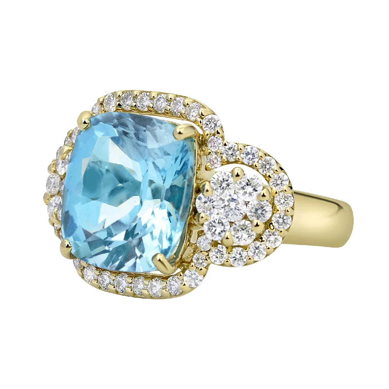 minimalist rings for women -Ring - Blue Topaz And Diamond