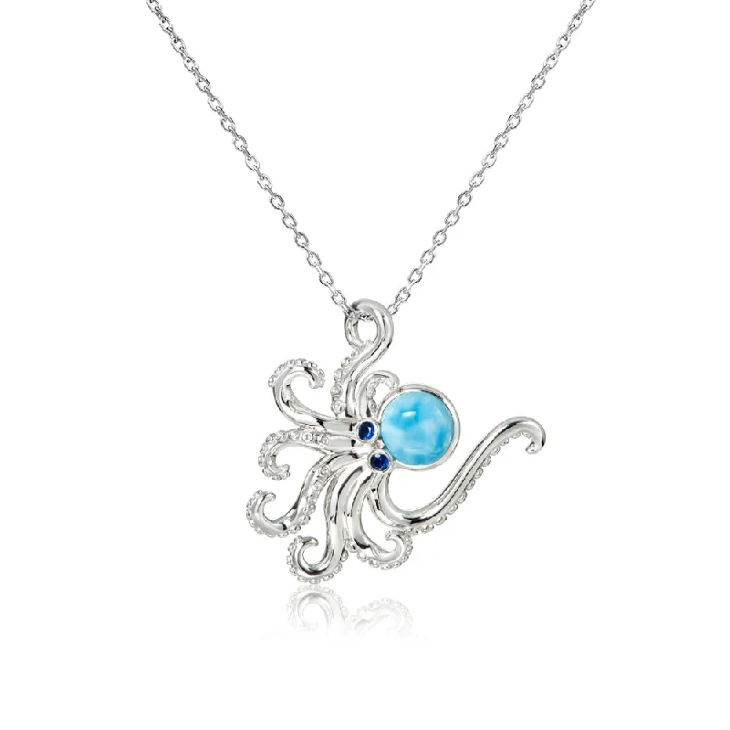 crystal necklaces for women -Sterling Silver Larimar Octopus Pendant by Alamea