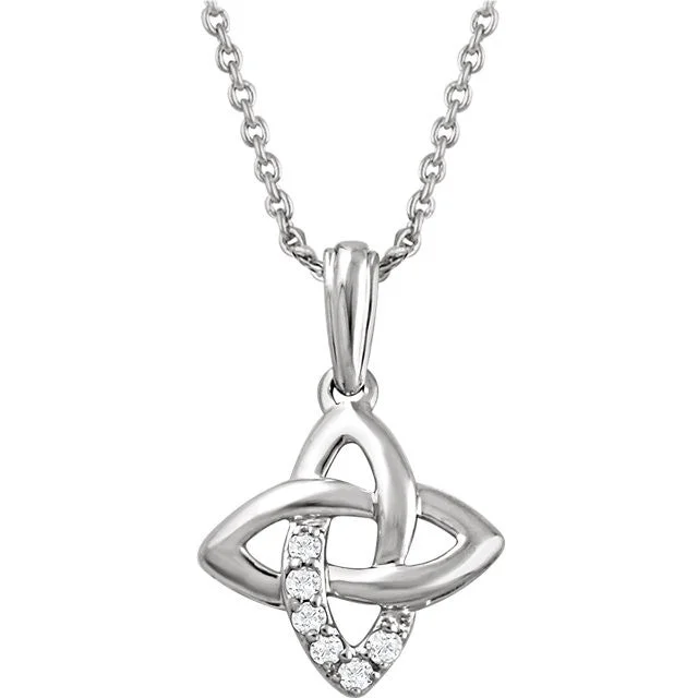 multi-layer necklaces for women -Sterling Silver .06 CTW Diamond 18" Celtic Knot Necklace