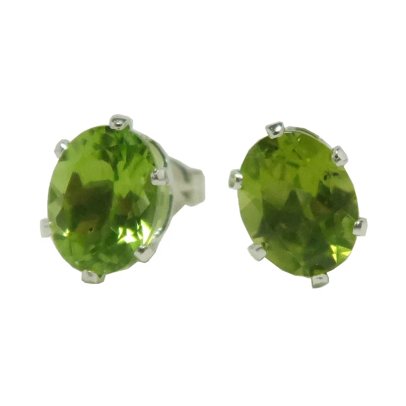 designer earrings for women -Peridot Earrings Twinking Green Studs Sterling Silver