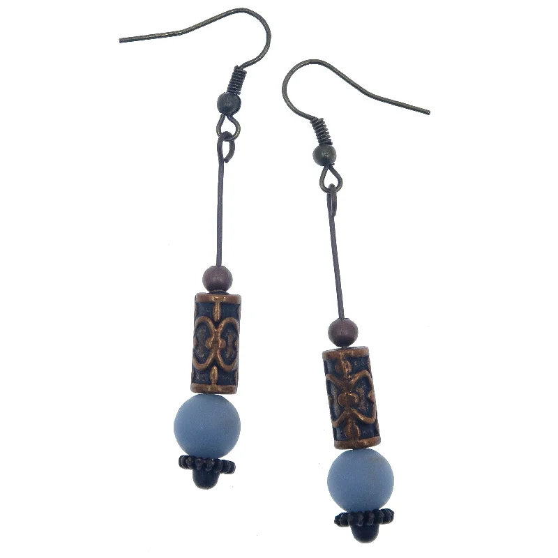 statement earrings for women -Angelite Earrings Ruler of Blue Sky Nostalgic Gems