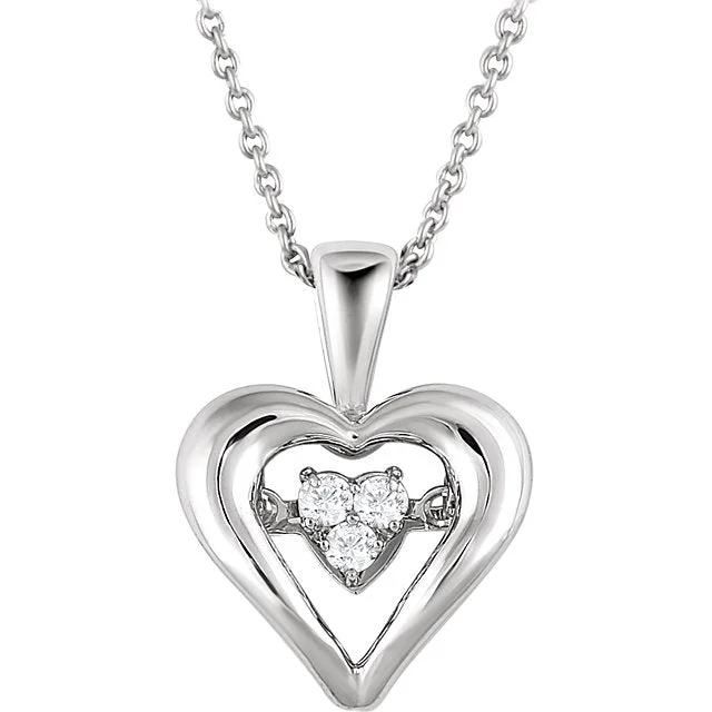 gold chain necklaces for women -Sterling Silver 1/10 CTW Diamond Heart Mystara® 18" Necklace