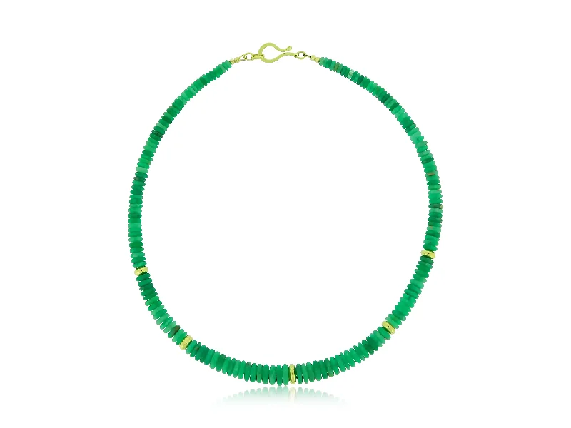 minimalist necklaces for women -Emerald and Gold Beaded Necklace