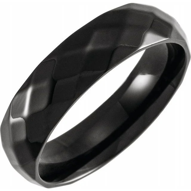 eco-friendly necklaces for women -Black PVD Titanium 6 mm Faceted Band