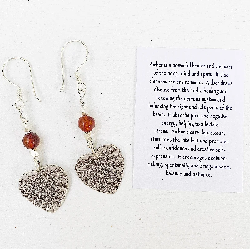 fine gold earrings for women -AMBER AUTUMN HEART EARRINGS