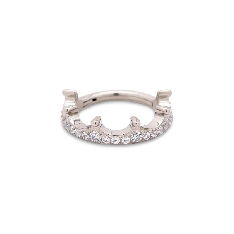 minimalist rings for women -Trident Jeweled Crown Hinged Ring