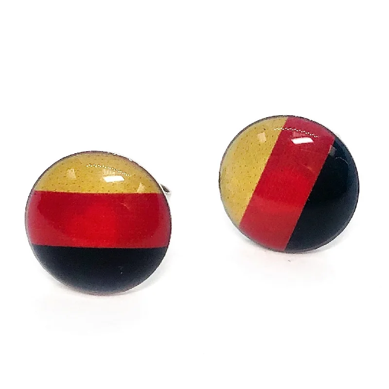 stackable earrings for women -ON SALE - German Flag Enamel Button Stud Earrings