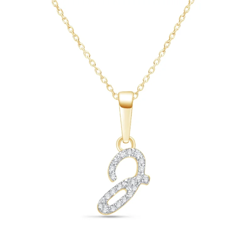 minimalist gold necklaces for women -Cursive Diamond Initial Necklace