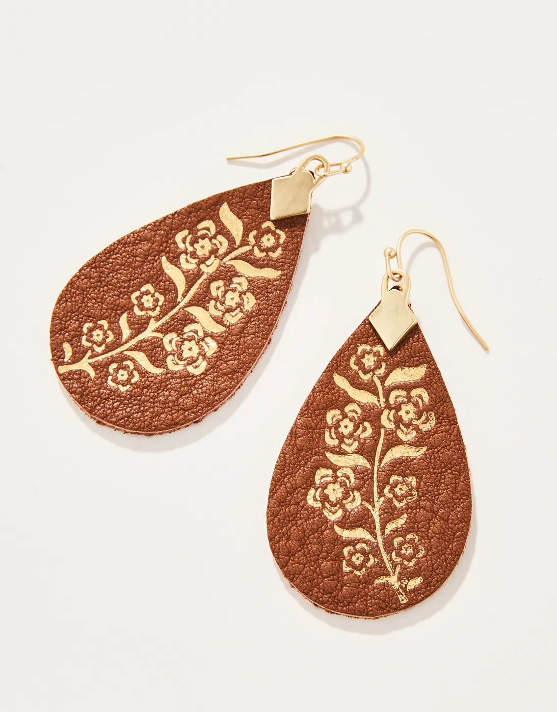 personalized hoop earrings for women -Petite Fleur Leather Earrings Brown