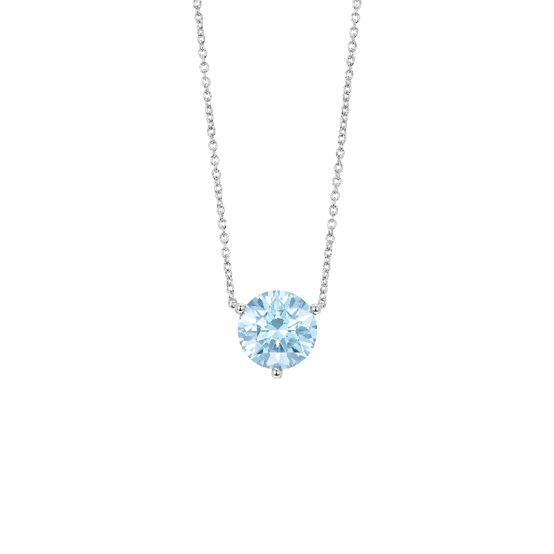 delicate chain necklaces for women -The Blue Round Brilliant Solitaire Pendant